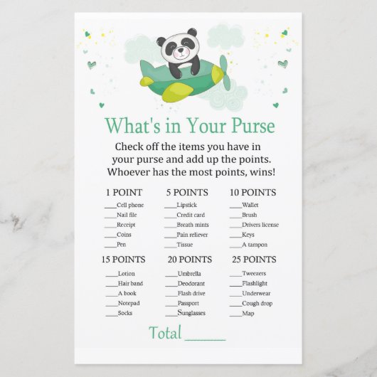 Cute panda Wat zit er in je handtas? (Voorkant)