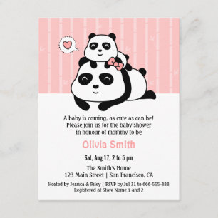 Cute Panda Welpje en Mama Baby Shower Uitnodiginge Kaart