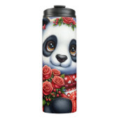 Cute Panda Winter Rozen Boeket Wrap Thermosbeker (Voorkant)