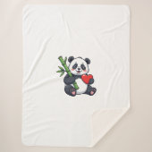 Cute Panda with Bamboo Cozy Nature Illustration Bl Sherpa Deken (Voorkant)
