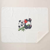 Cute Panda with Bamboo Cozy Nature Illustration Bl Sherpa Deken (Voorkant (horizontaal))