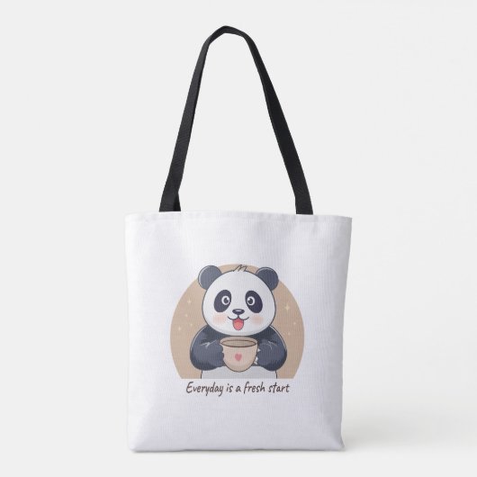 Cute Panda with Coffee Tote Bag (Achterkant)