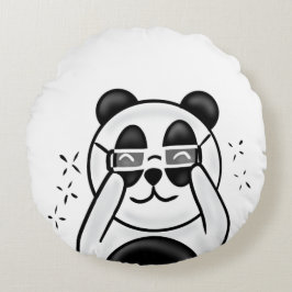 Cute Panda With Glasses Rond Kussen
