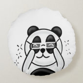 Cute Panda With Glasses Rond Kussen (Achterkant)