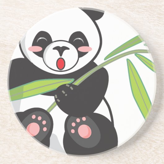 Cute Panda Zandsteen Onderzetter (Voorkant)