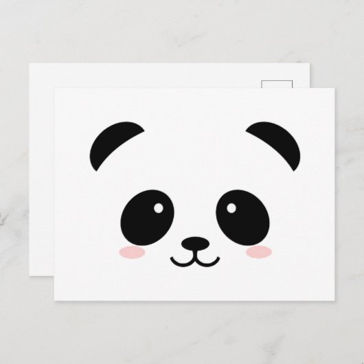 Cute panda zwart-wit briefkaart (Voorkant / Achterkant)