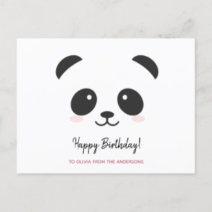 Cute panda zwarte witte gepersonaliseerde verjaard briefkaart