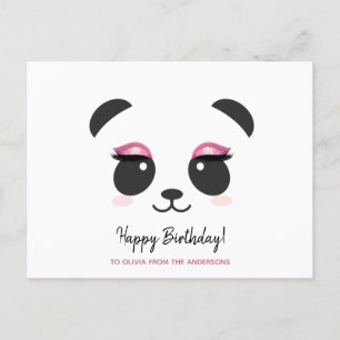 Cute panda zweeft Happy Birthday gepersonaliseerd Briefkaart