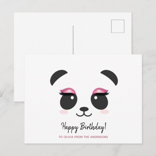 Cute panda zweeft Happy Birthday gepersonaliseerd Briefkaart (Voorkant / Achterkant)