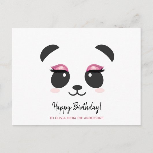 Cute panda zweeft Happy Birthday gepersonaliseerd Briefkaart (Voorkant)
