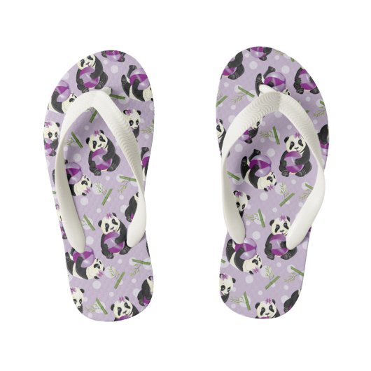 Cute Pandabeer Baby Meisje Speelt met Bal Kinder Teenslippers (Voetbed)