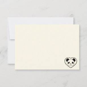 Cute Pandabeer Cartoon Blank Crème Wit Notitiekaartje