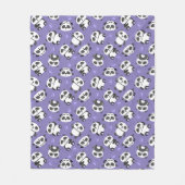 Cute pandabeerpoot blauwe achtergrond fleece deken (Voorkant)