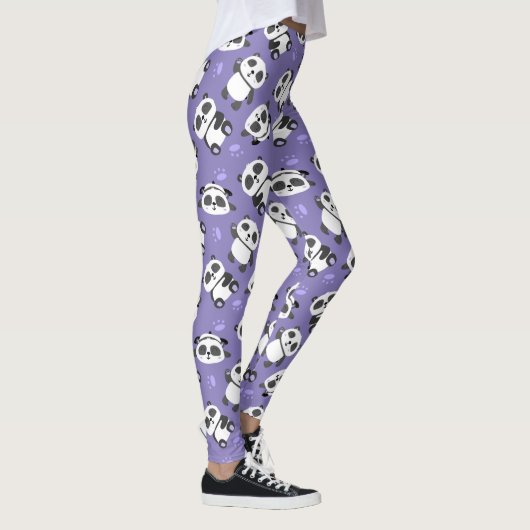 Cute pandabeerpoot blauwe achtergrond leggings (Rechts)
