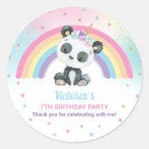 Cute Pandacorn Panda Birthday Party Rainbow Favor