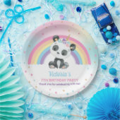 Cute Pandacorn Panda Birthday Party Rainbow Papieren Bordje (Feest)
