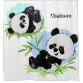 Cute Pandas aangepaste naam douchegordijn (Voorkant)