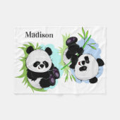 Cute Pandas aangepaste naam fleece dekens (Voorkant (Horizontaal))