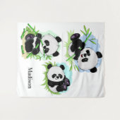 Cute Pandas aangepaste naam tapestries Wandkleed (Voorkant (horizontaal))
