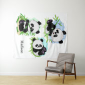 Cute Pandas aangepaste naam tapestries Wandkleed (In Situ (horizontaal))