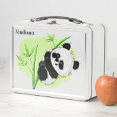 Cute Pandas aangepaste naamlunchbox (In situ)