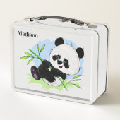 Cute Pandas aangepaste naamlunchbox (Achterkant)