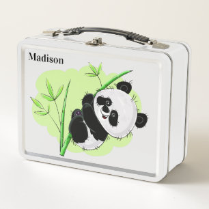 Cute Pandas aangepaste naamlunchbox