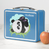 Cute Pandas aangepaste naamlunchbox (In situ)