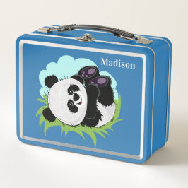 Cute Pandas aangepaste naamlunchbox