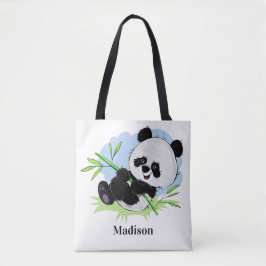 Cute Pandas aangepaste naamzakken Tote Bag