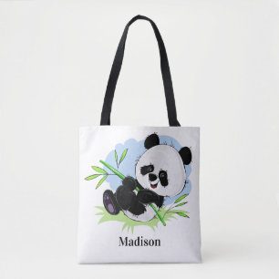 Cute Pandas aangepaste naamzakken Tote Bag
