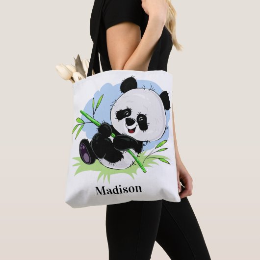 Cute Pandas aangepaste naamzakken Tote Bag (Dichtbij)