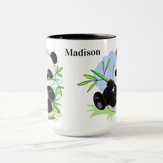 Cute Pandas aangepaste name mokken (Midden)