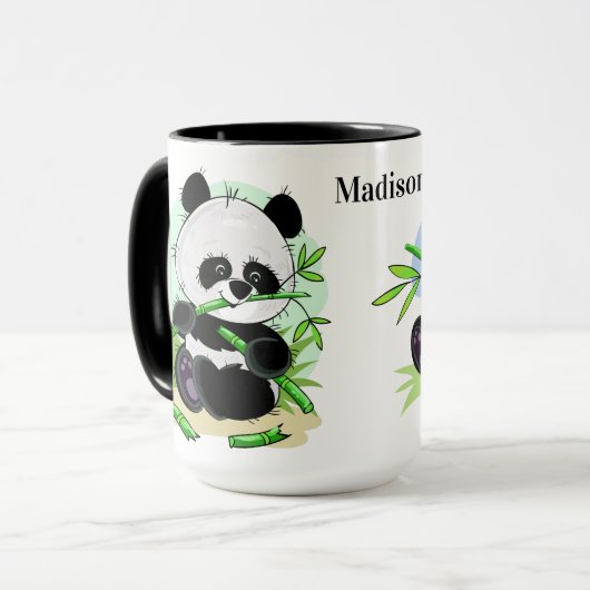 Cute Pandas aangepaste name mokken (Voorkant links)