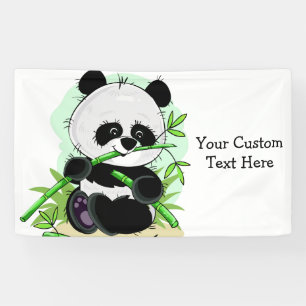 Cute Pandas aangepaste tekst en kleurenbanner Spandoek