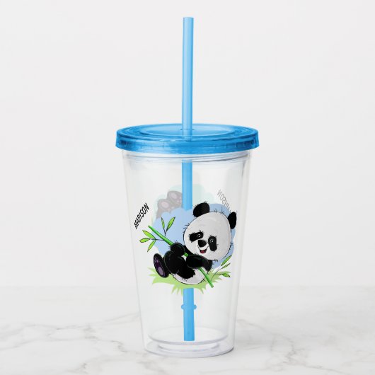 Cute Pandas aangepaste tumblers 1/2 Acryl Drinkbeker (Voorkant)