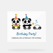Cute Pandas Birthday Party Acryl Bord (Voorkant)