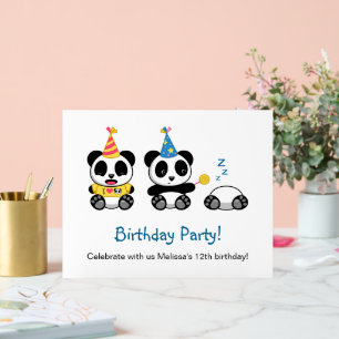 Cute Pandas Birthday Party Acryl Bord
