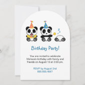 Cute Pandas Birthday Party Kaart (Voorkant)