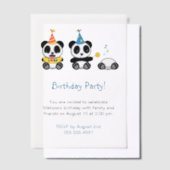 Cute Pandas Birthday Party Vellum Uitnodigingen (Offset)