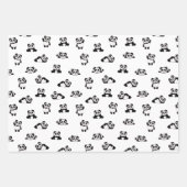 Cute Pandas Black en White Pattern - Aangepast 3 Inpakpapier Vel (Voorkant)