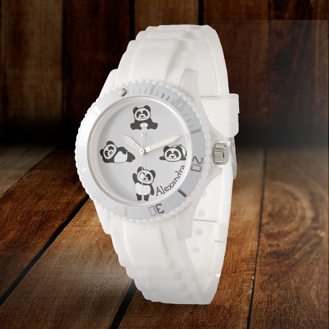 Cute Pandas Black en White Personalized Horloge (Creator heeft geüpload)