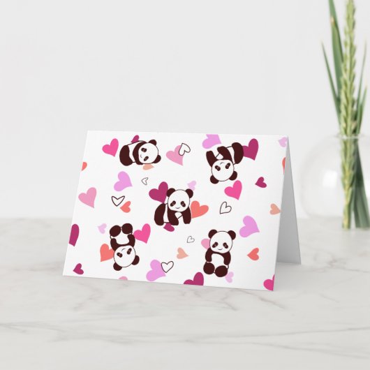 Cute Pandas Heart Valentijnsdag Kaart (Voorkant)