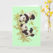 Cute Pandas Kaart (Gele Bloem)