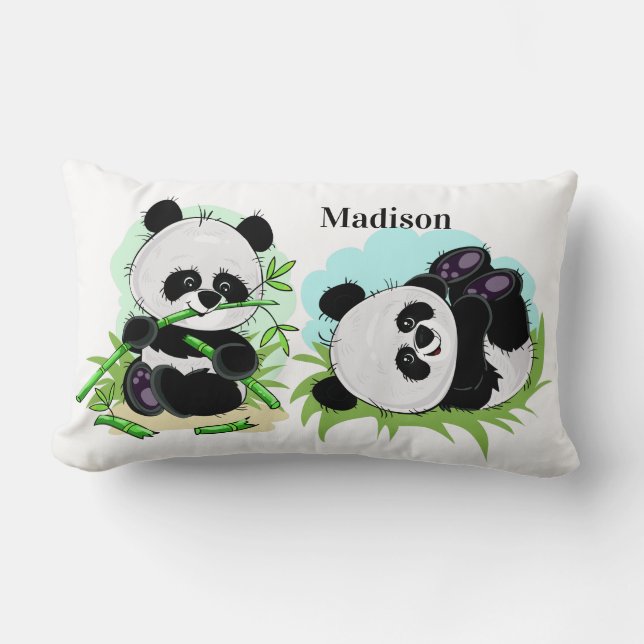 Cute Pandas kussenhoezen met eigen naam Kussen (Voorkant)