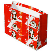 Cute Pandas op een Bamboe boom Groot Cadeauzakje (Achterkant Gekanteld)