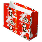 Cute Pandas op een Bamboe boom Groot Cadeauzakje (Voorkant Gekanteld)