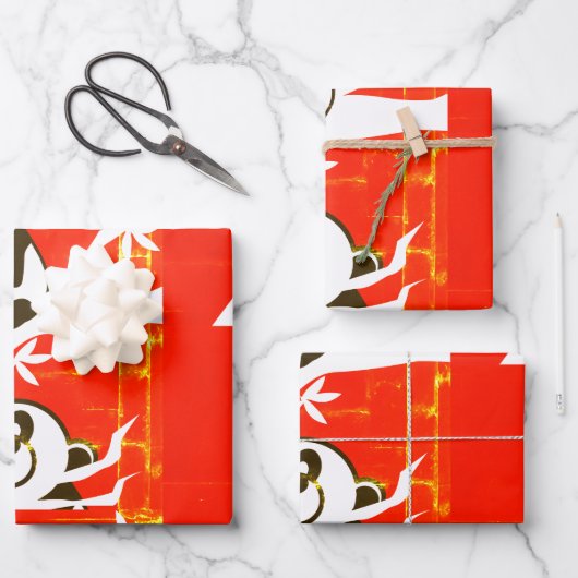 Cute Pandas op een Bamboe boom Inpakpapier Vel (Voorkant)