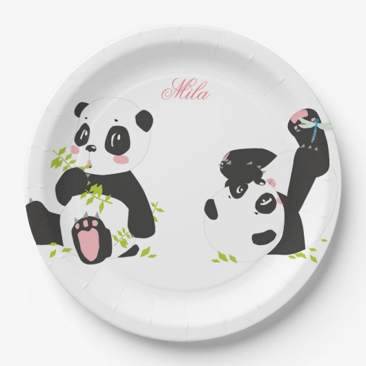Cute pandas papieren bordje (Voorkant)
