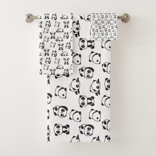 Cute Pandas Pattern Bad Handdoek (Insitu)